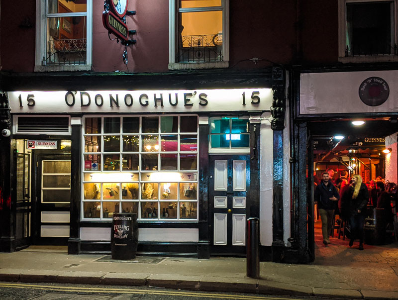 Outside O'Donoghues Pub