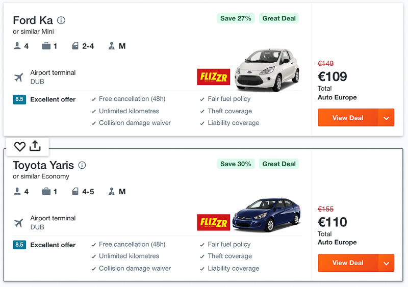 Cheap car rental Ireland