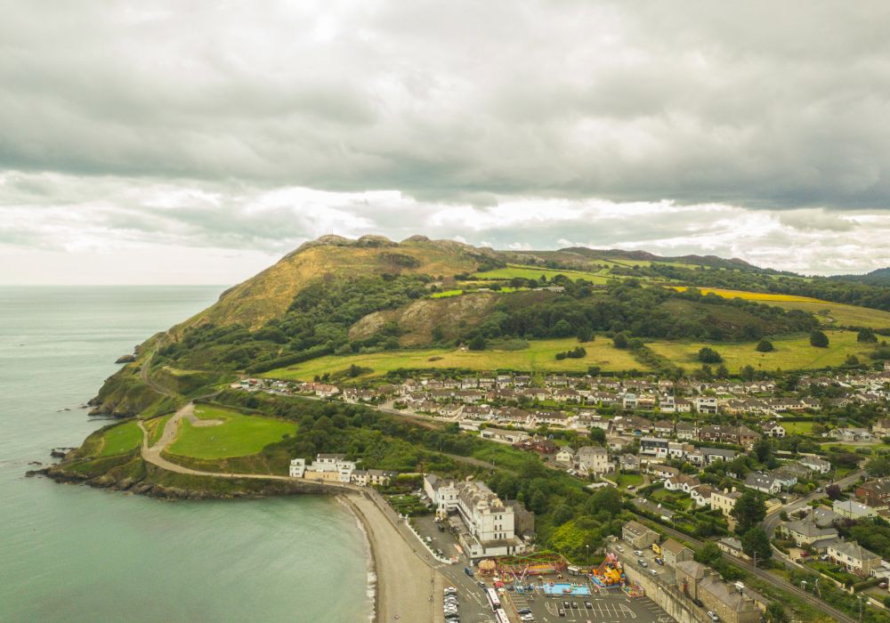 Aerial view of Bray Head in Wicklow, Ireland.