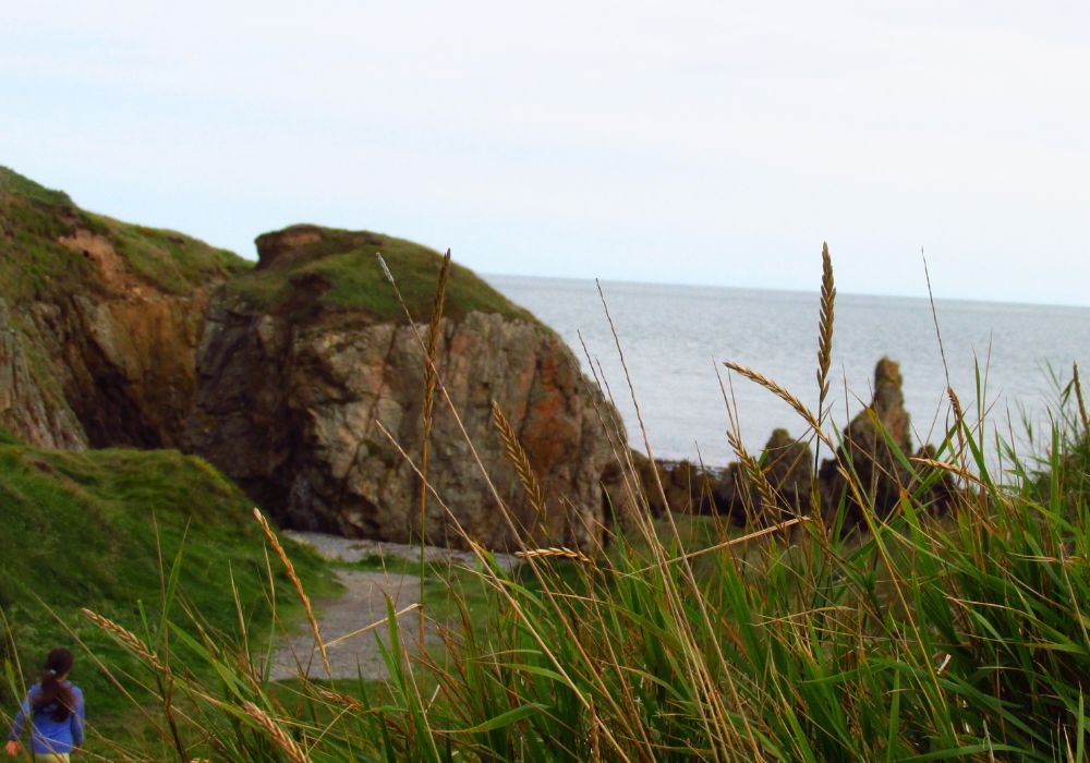 Hiking along the edge of a cliff.