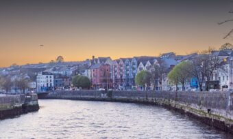 Cork skyline river at sunset