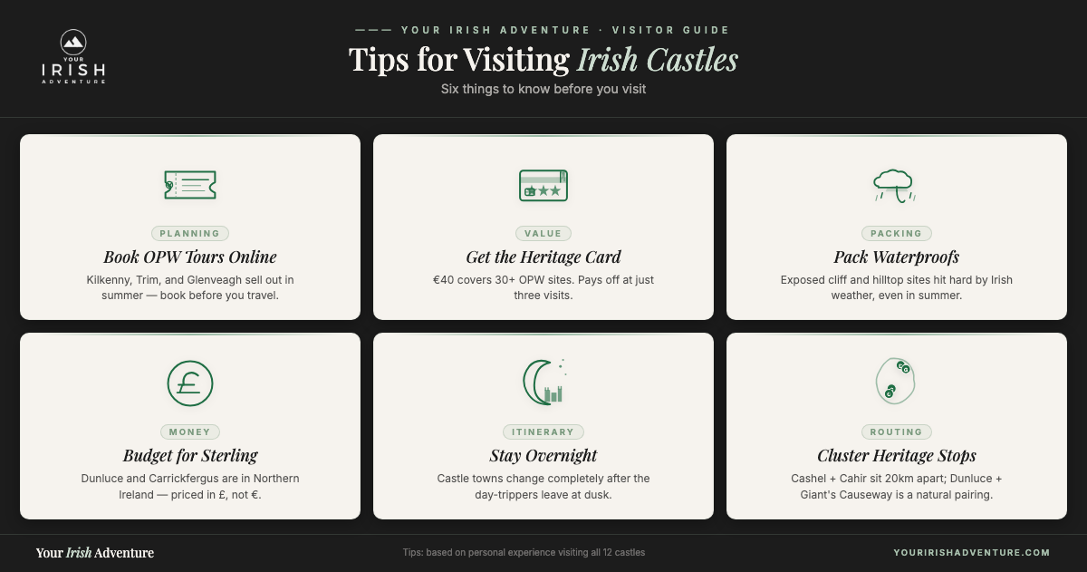 6 tips for visiting Irish castles infographic