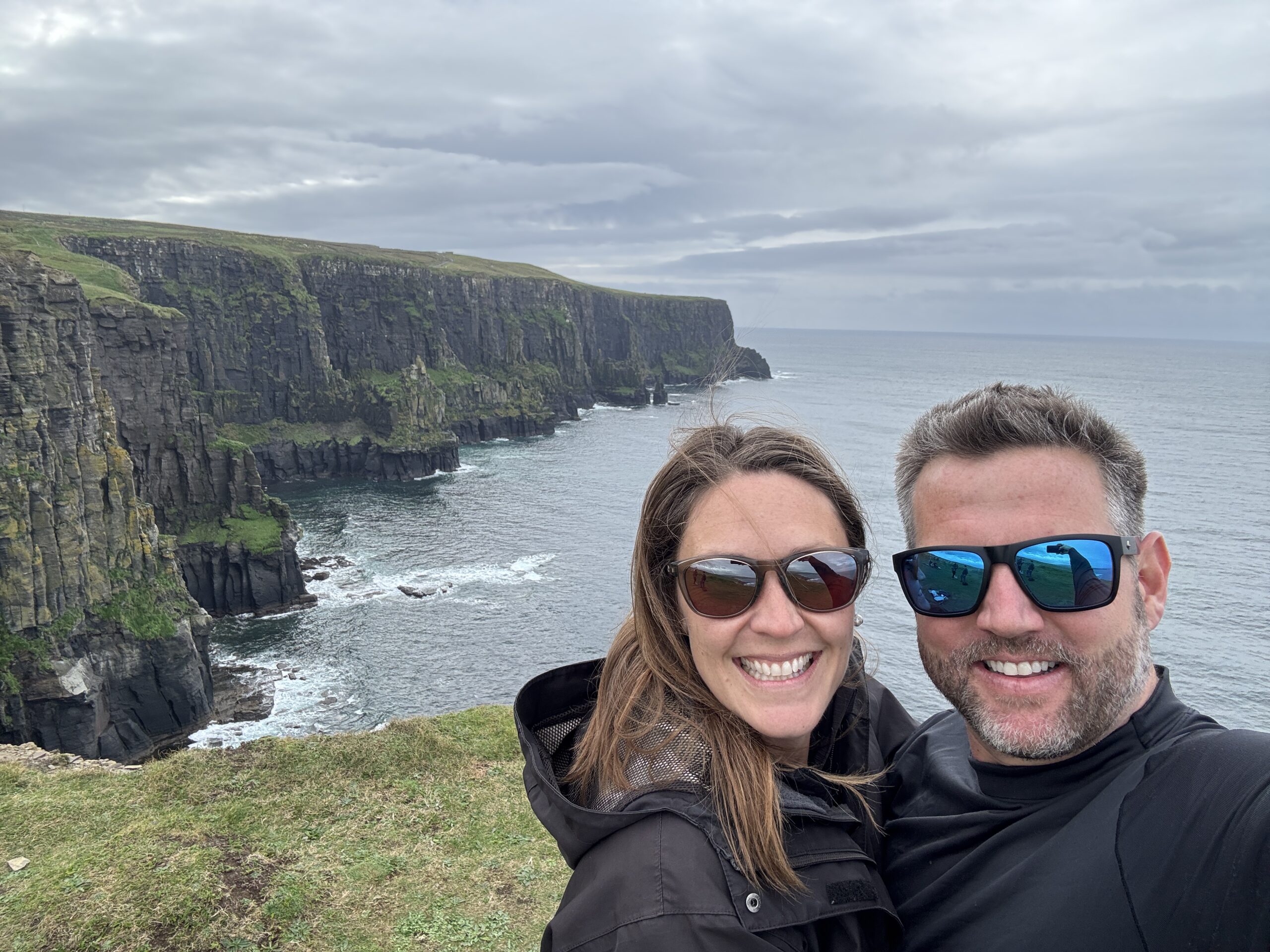 Nick and Dariece at Loop Head Peninsula cliffs in County Clare with dramatic Atlantic coastline