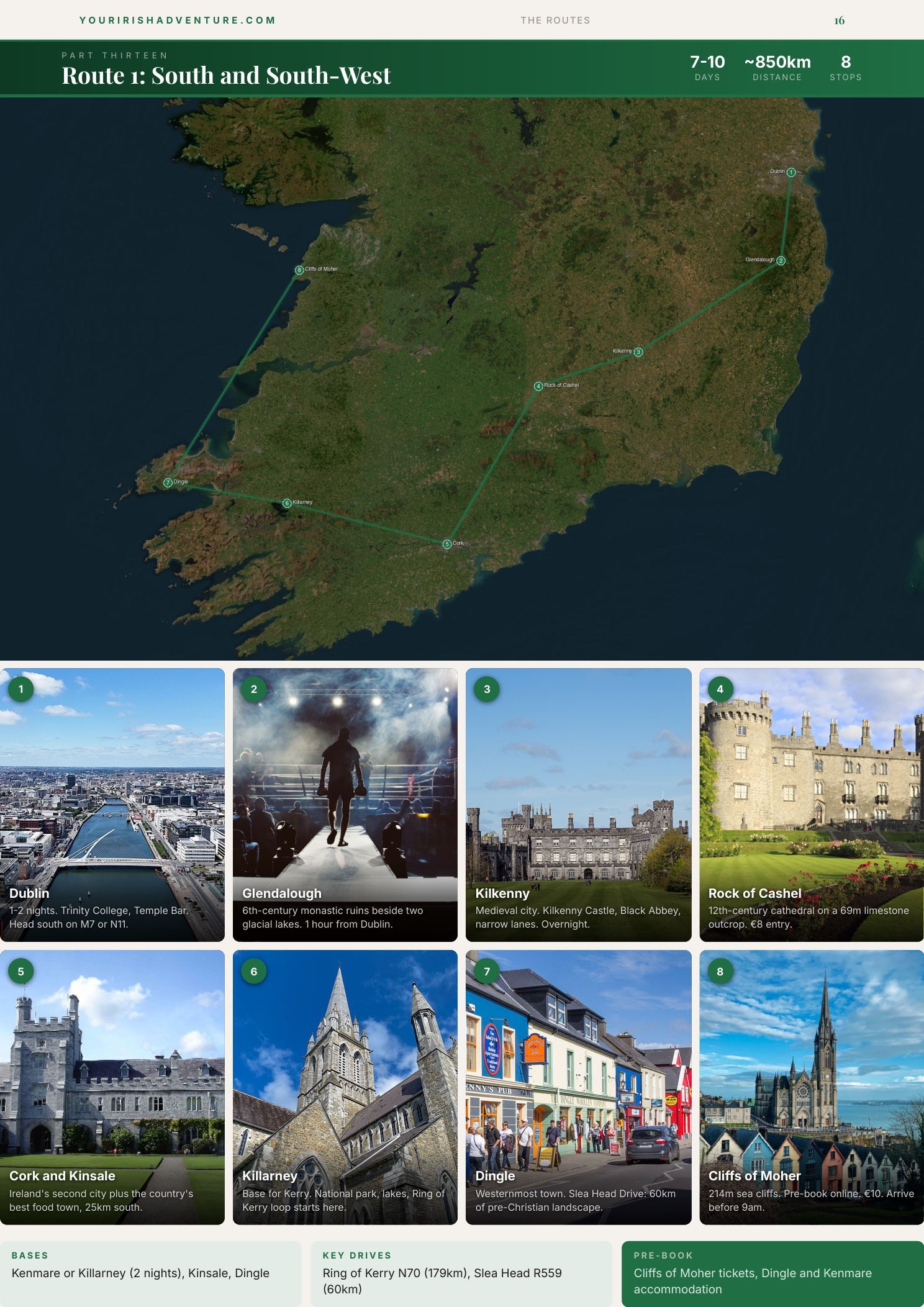 Route 1 South and South-West page from the guide
