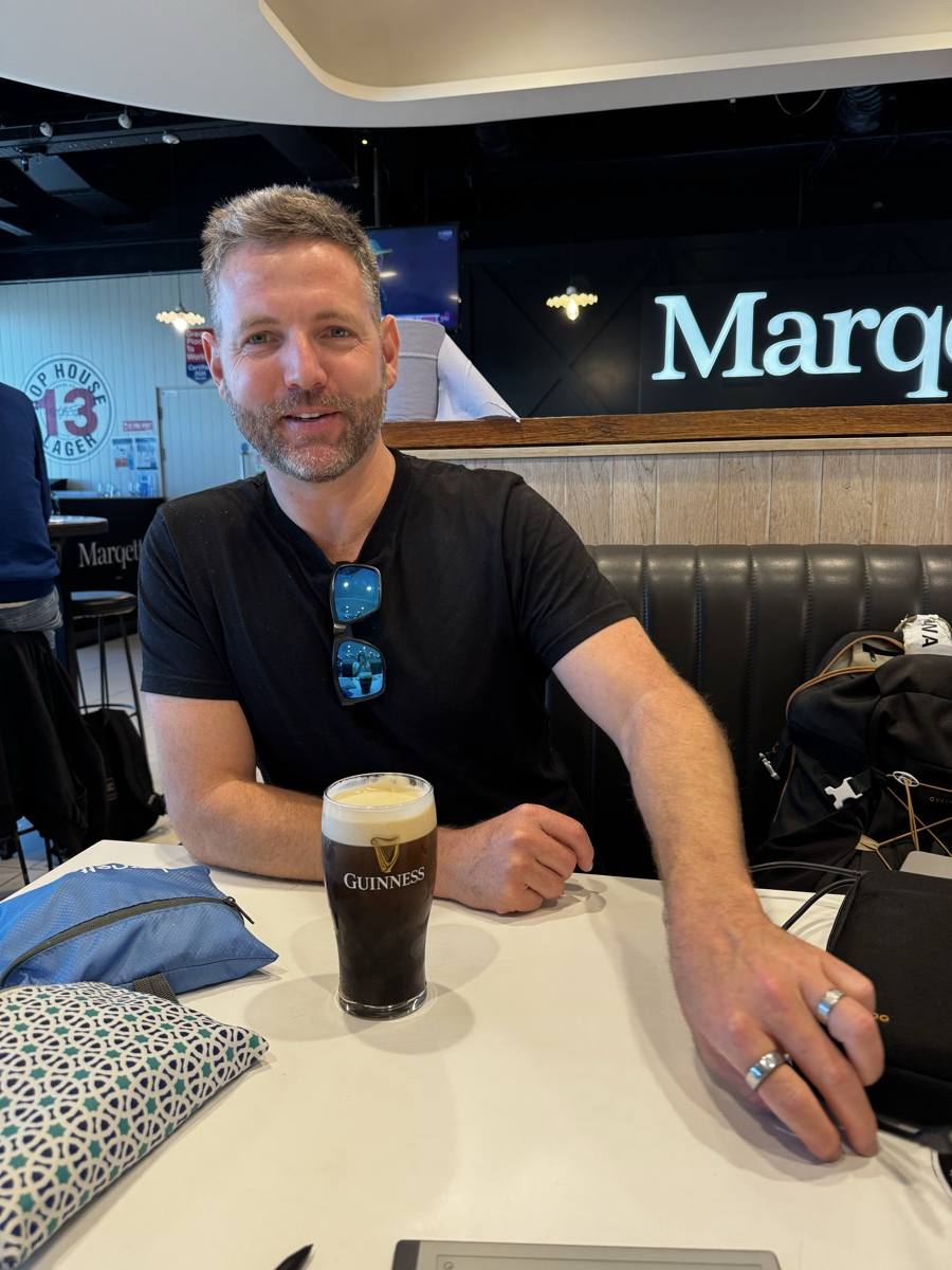 Man enjoying a pint of Guinness in Dublin, Ireland