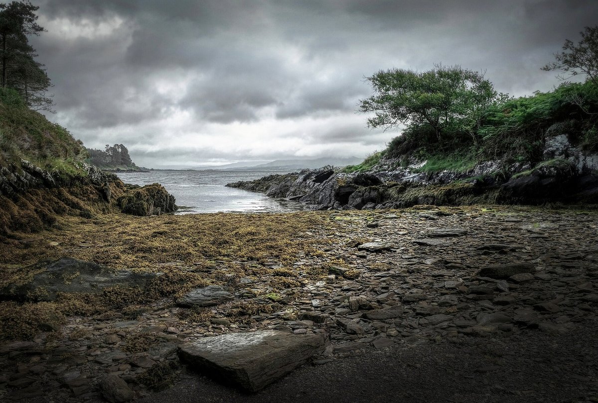 Scenic view of Kenmare town and bay in County Kerry, Ireland