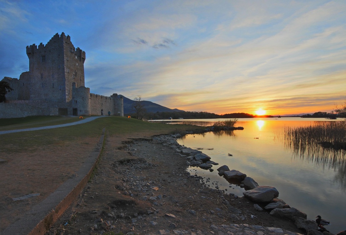 killarney nature ross castle sunset