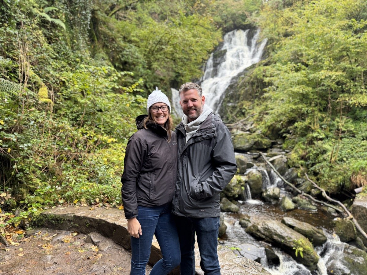Nick and Dariece at Torc Waterfall in Killarney National Park, County Kerry