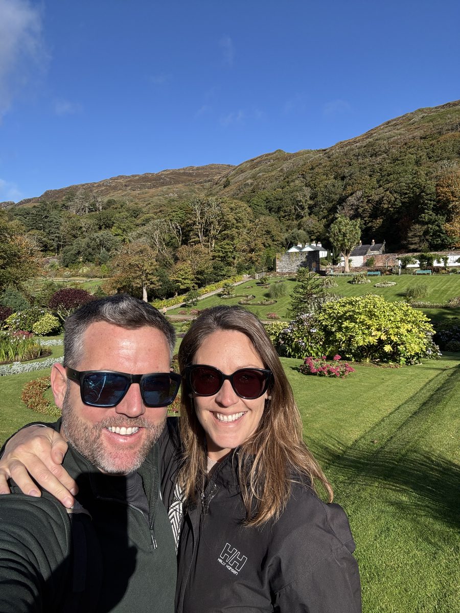 Nick and Dariece at Kylemore Abbey Victorian Walled Garden in Connemara, County Galway