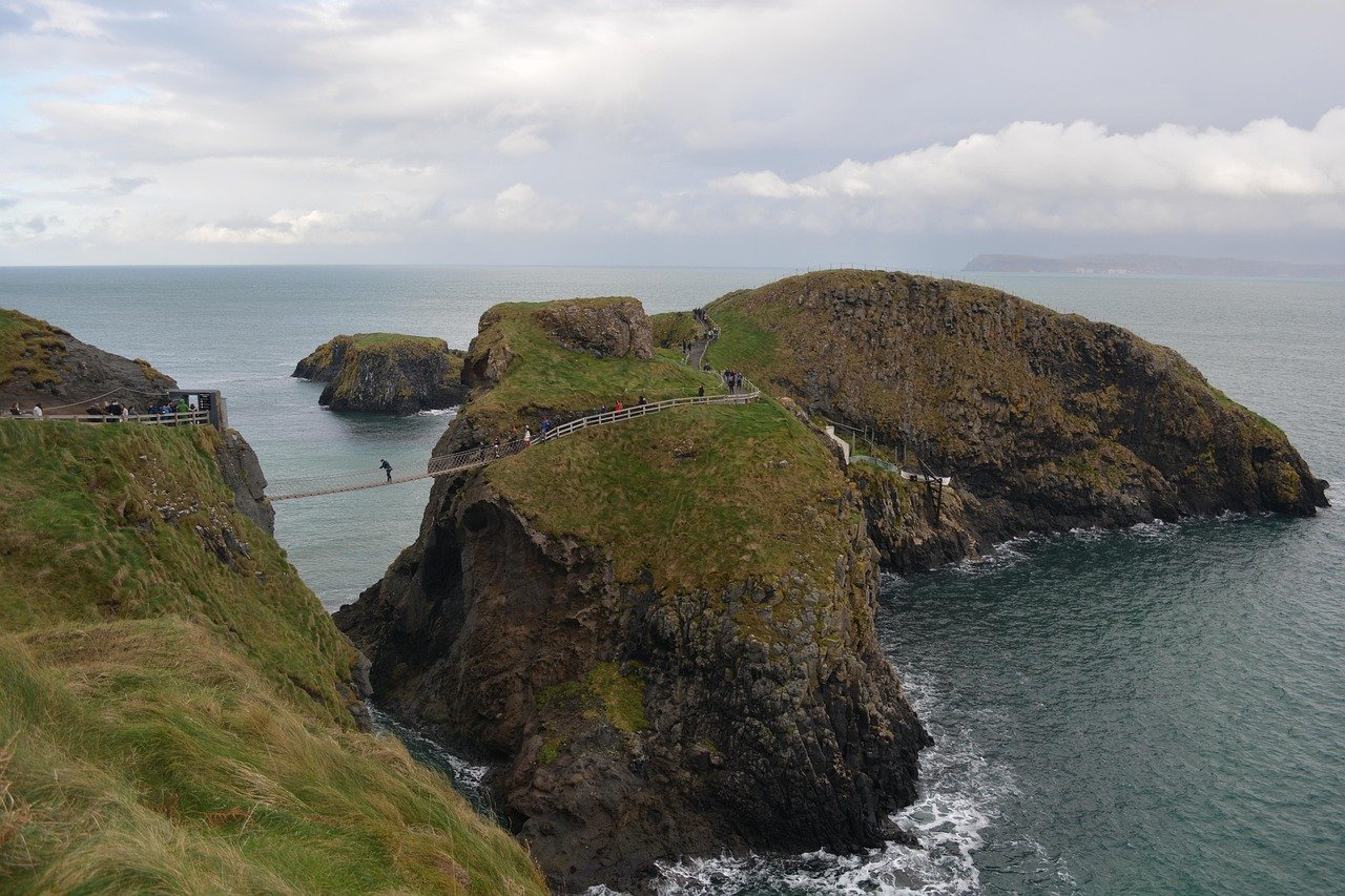 Carrick-a-Rede rope bridge crossing to the island