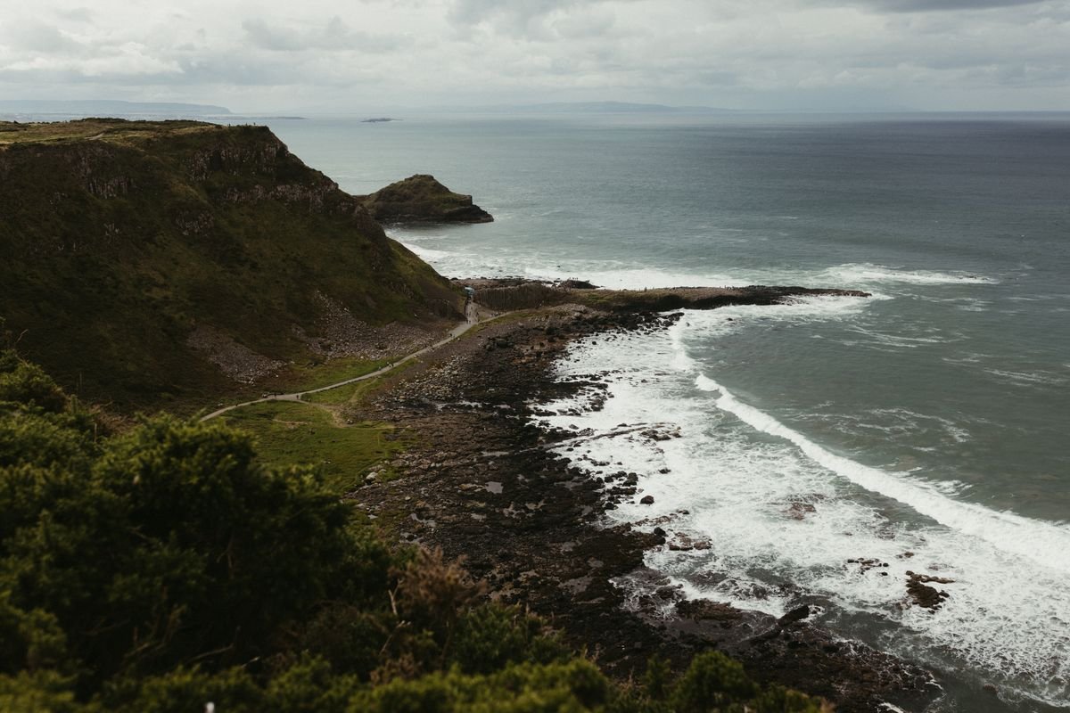 Cliffs and surf along the Causeway Coastal Route