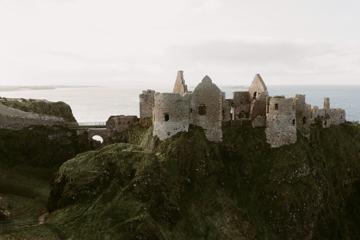 Dunluce Castle ruins on a coastal crag