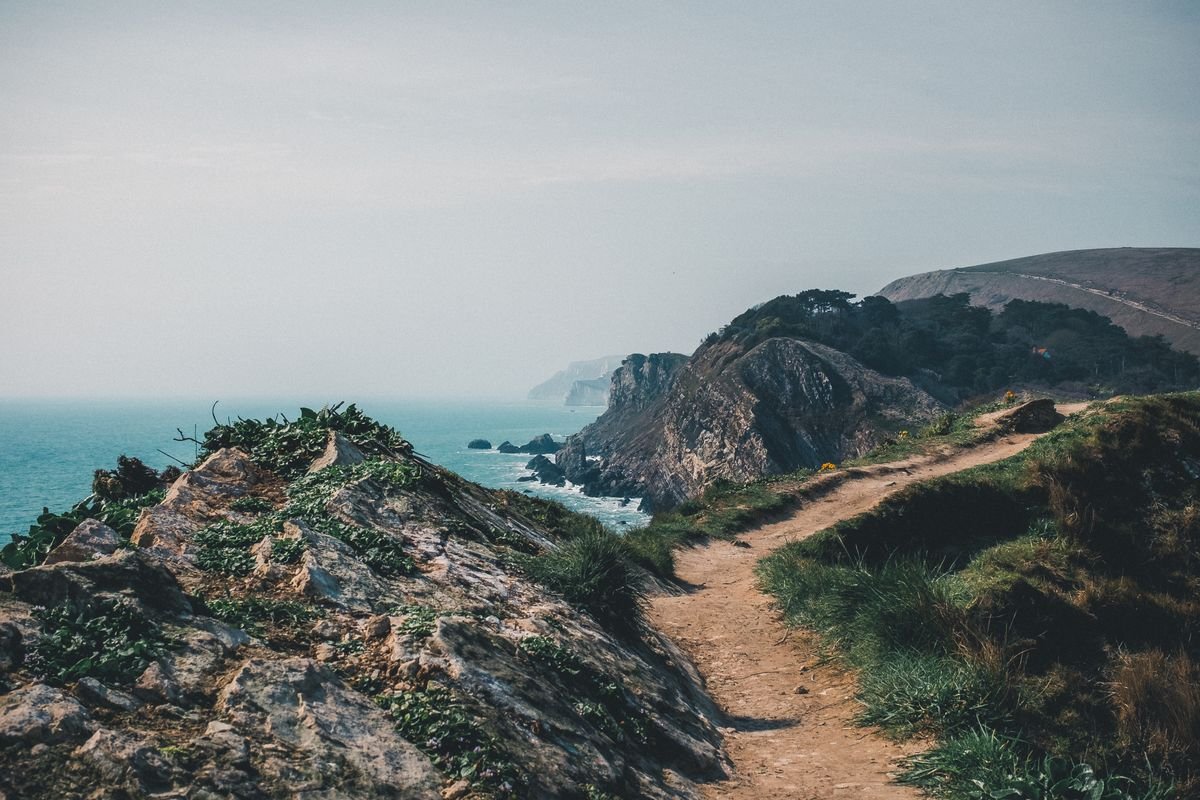 Coastal cliff path above the sea