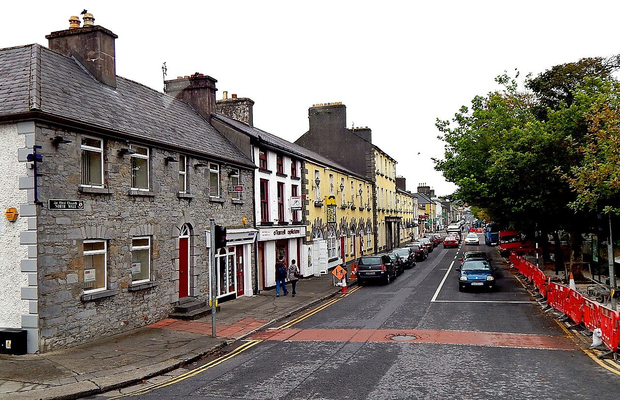 The stone-fronted North Mall running through Westport, County Mayo