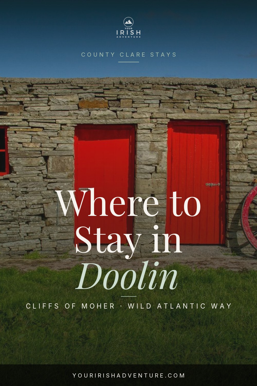 Whitewashed Doolin cottage with garden and Atlantic coastline along the Wild Atlantic Way