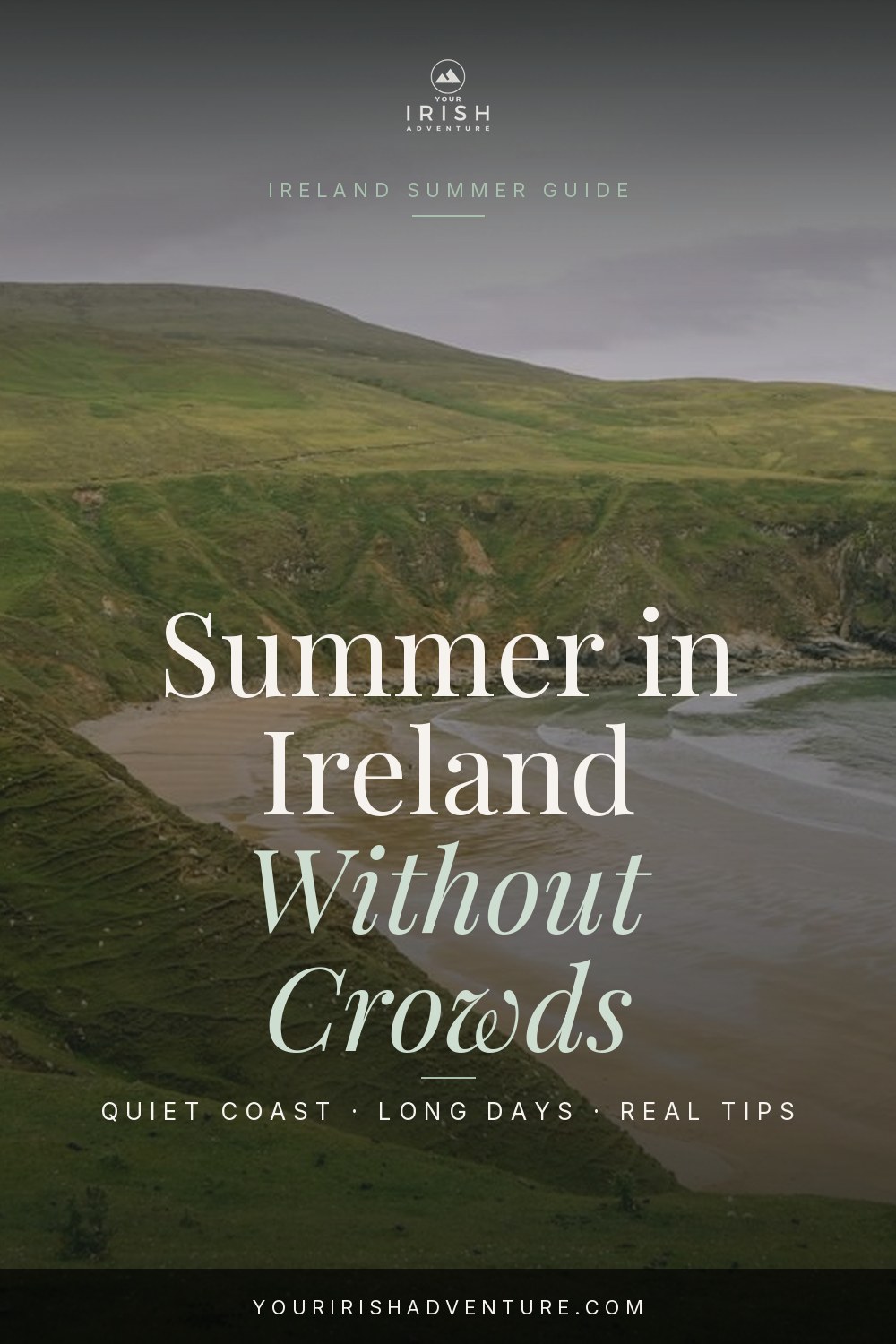 Green clifftop beach on the Kerry coast in Ireland on a bright summer day