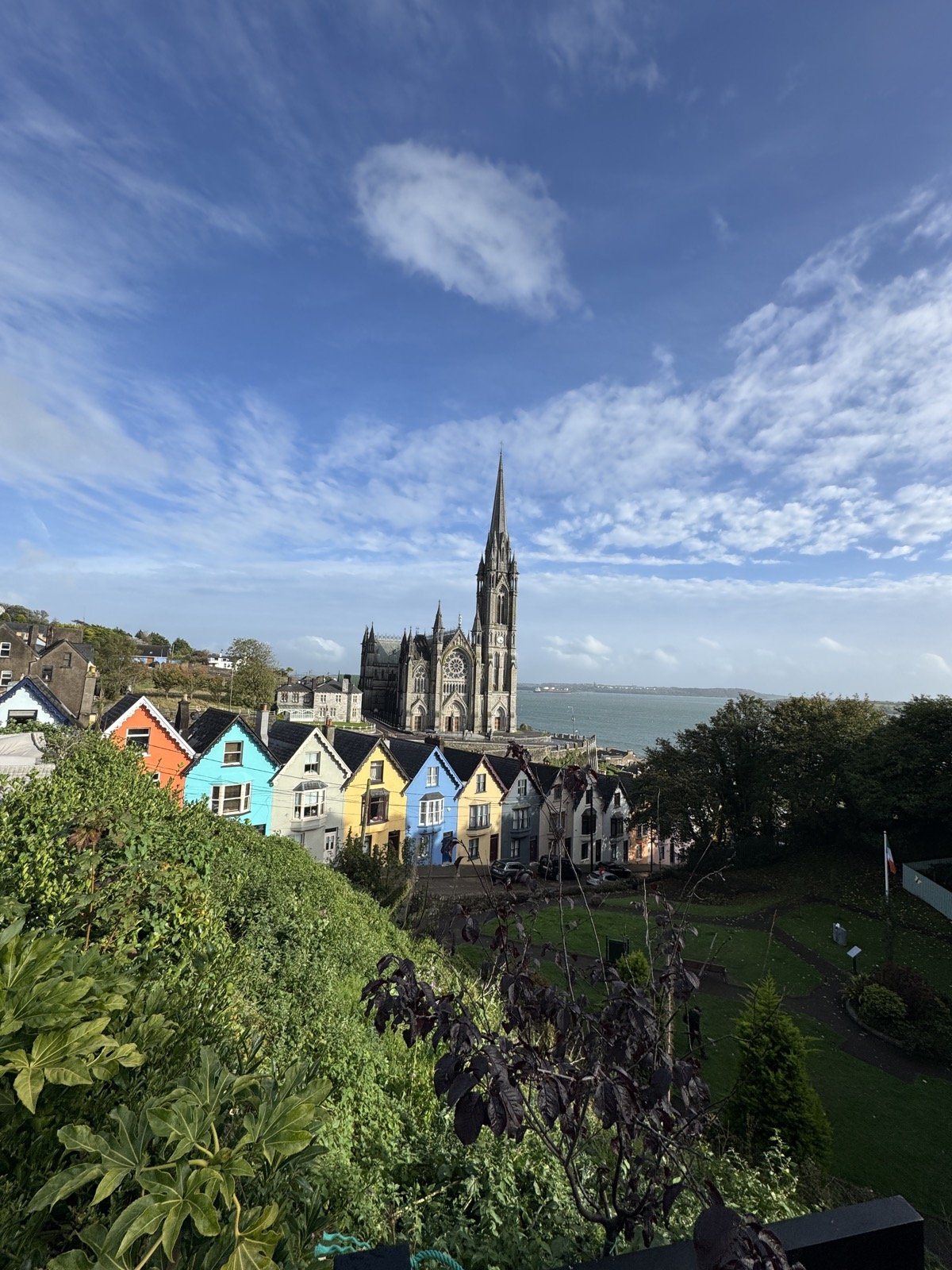 The Deck of Cards row houses below St Colman's Cathedral in Cobh, County Cork
