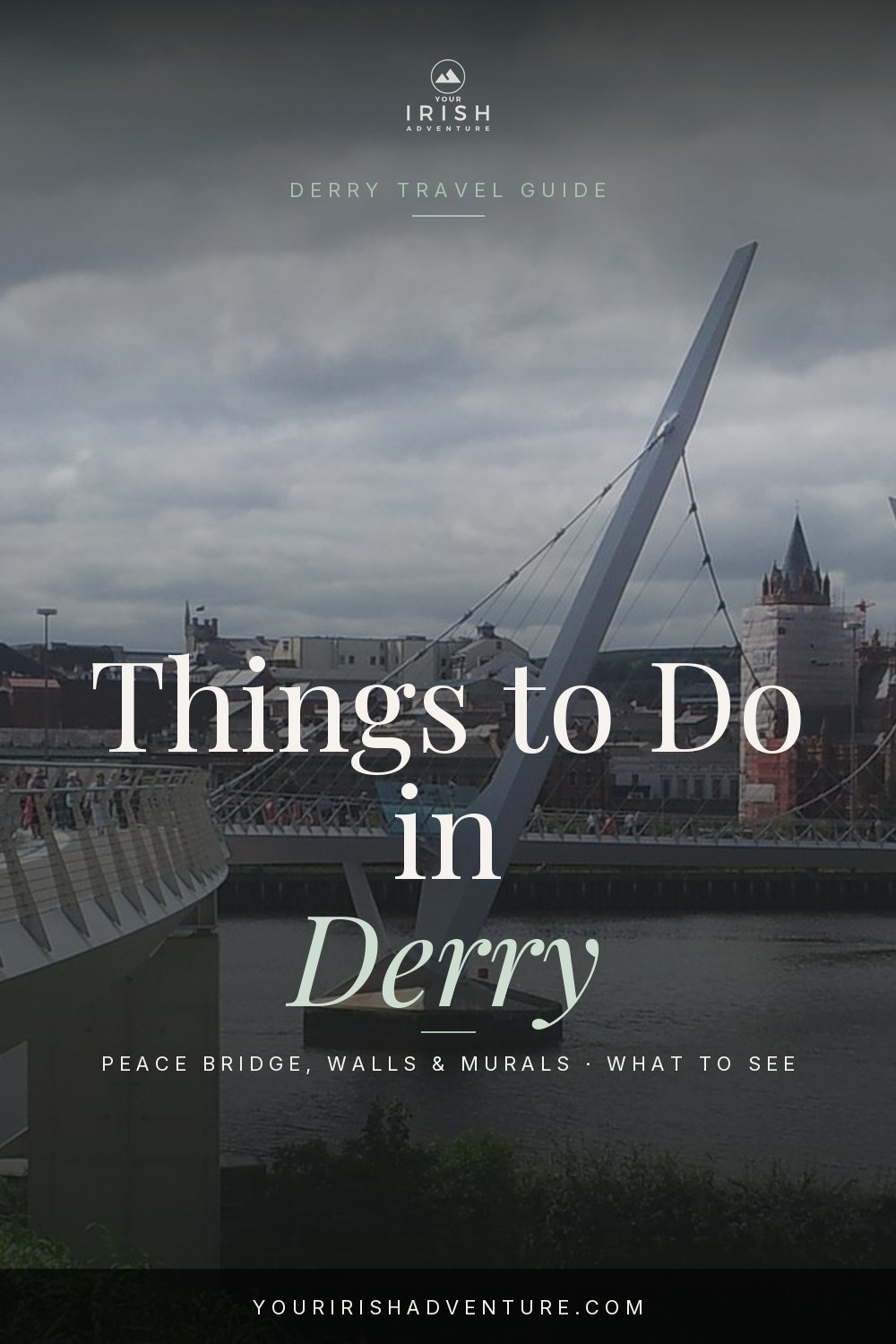 The Peace Bridge curving over the River Foyle in Derry, Northern Ireland