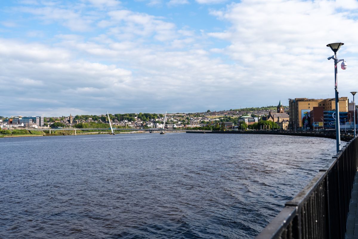 The Peace Bridge over the River Foyle in Derry, Northern Ireland
