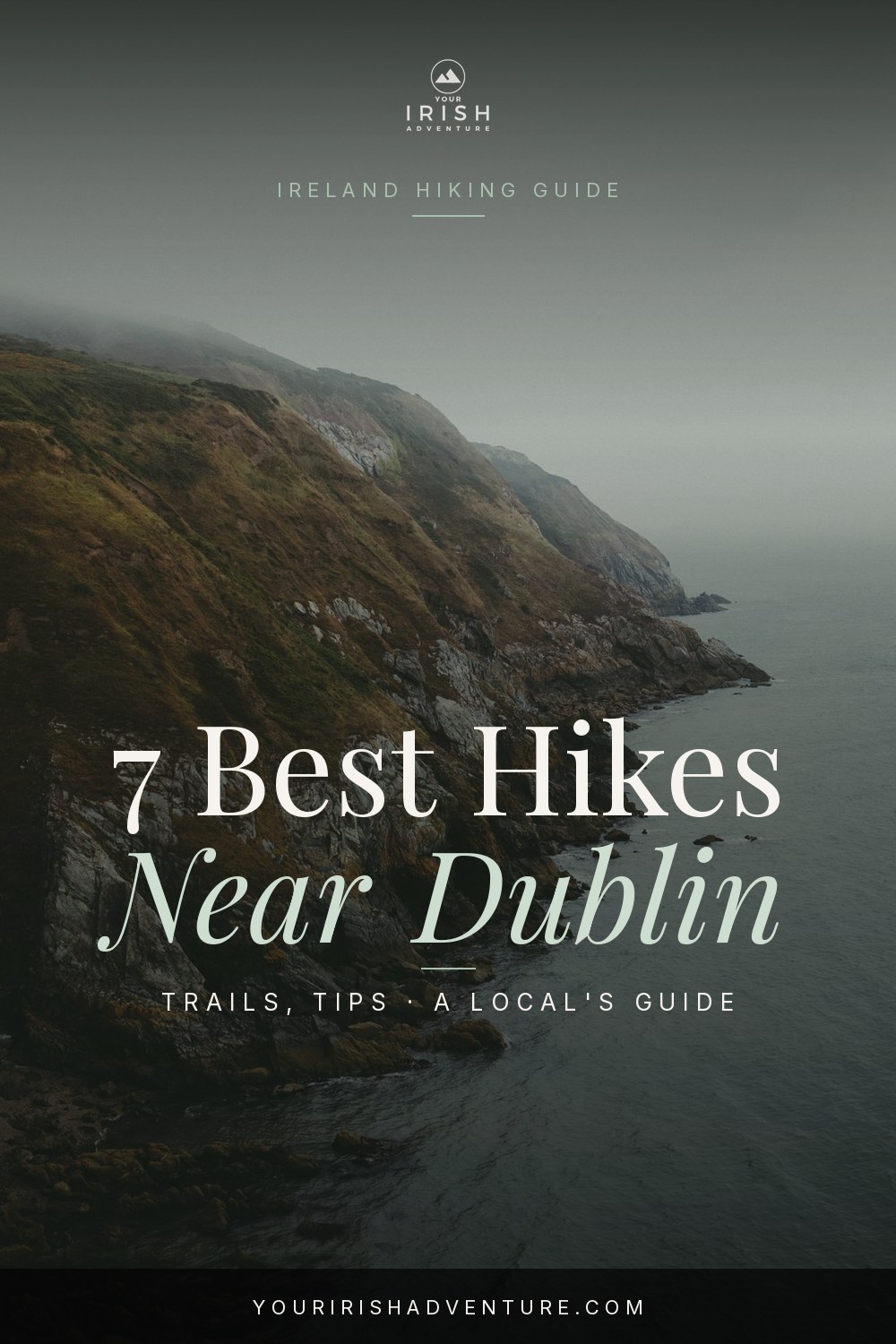 Coastal cliff trail near Dublin Ireland with green hills and ocean views