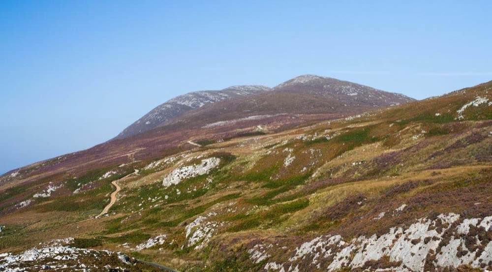 Heather-covered uplands on the Inishowen Peninsula in Donegal