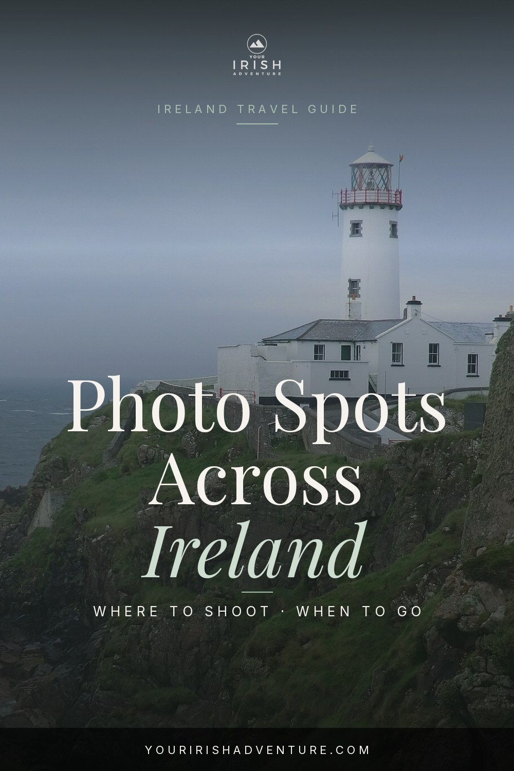 Misty green Irish landscape with a winding road through mountains, ideal for road trip photography