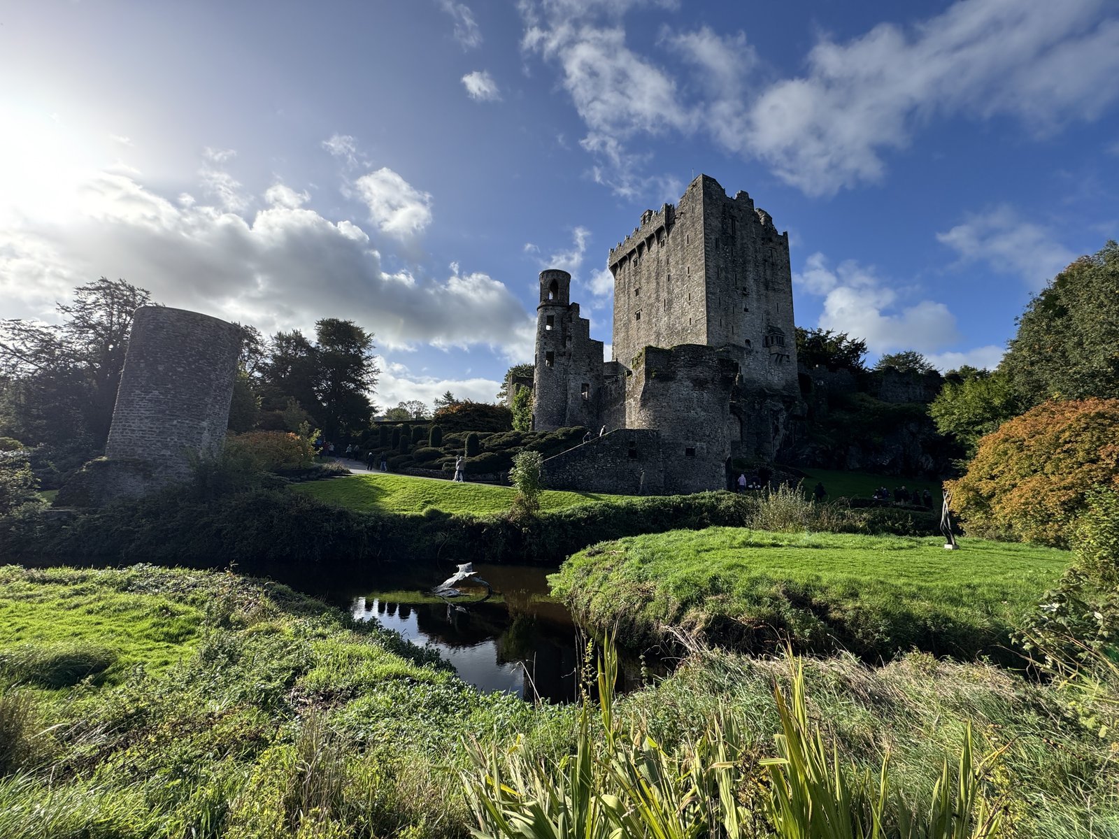 The main tower at Blarney Castle rising above the grounds