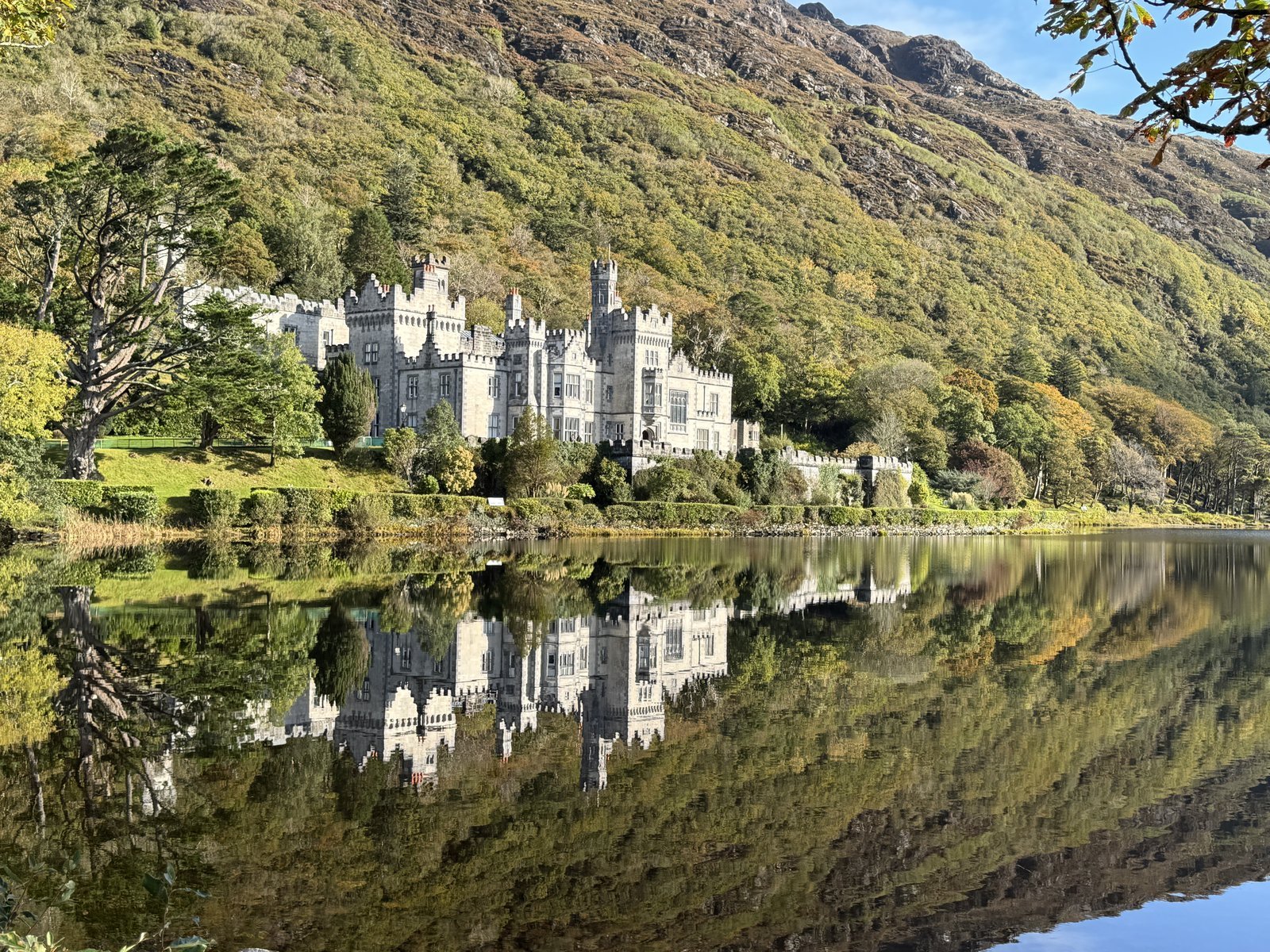 Kylemore Abbey reflected in its lake in Connemara