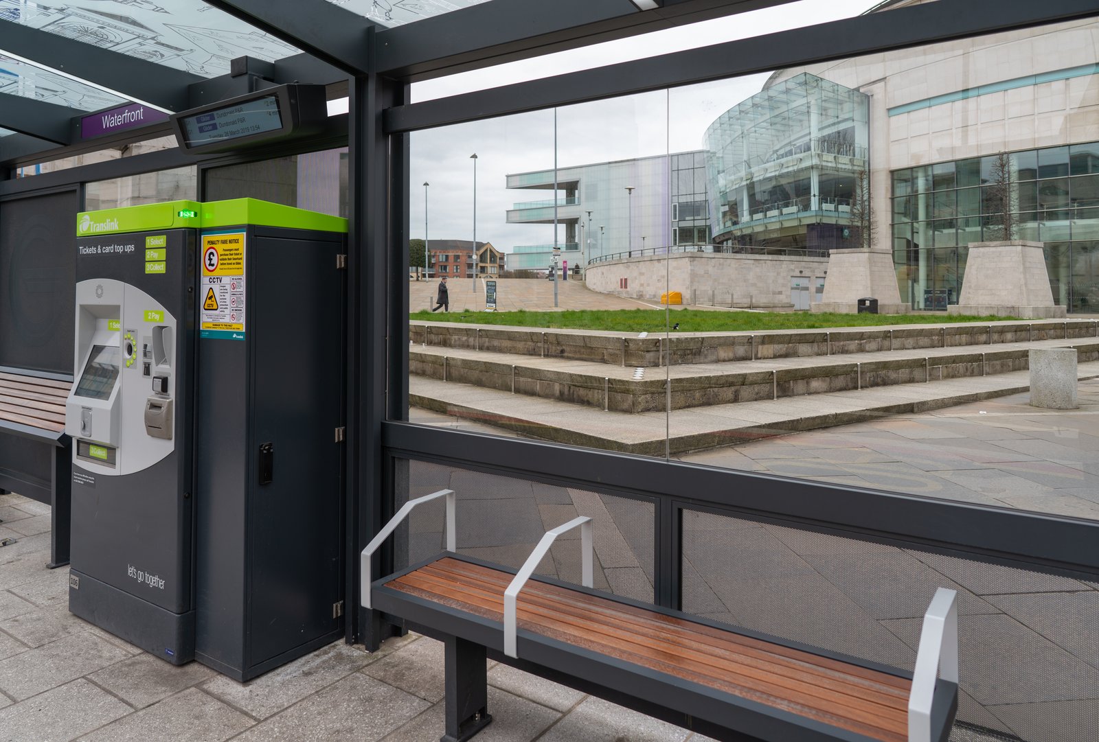 Belfast Glider public transport stop near the Titanic Quarter