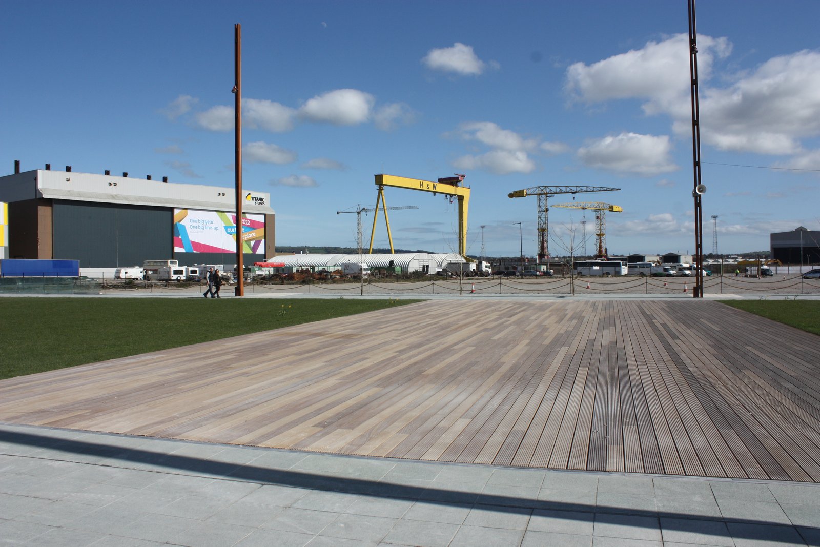 Titanic Quarter with the yellow Harland and Wolff cranes