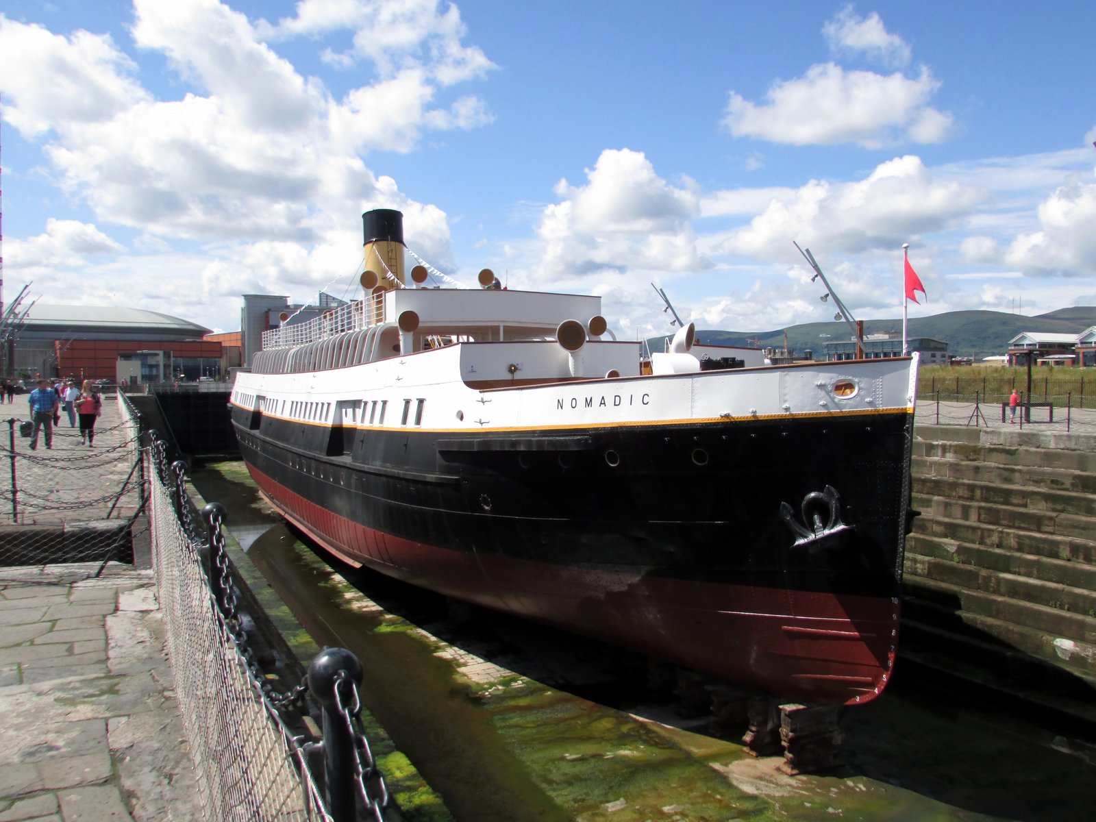 The SS Nomadic ship in dry dock at Titanic Belfast