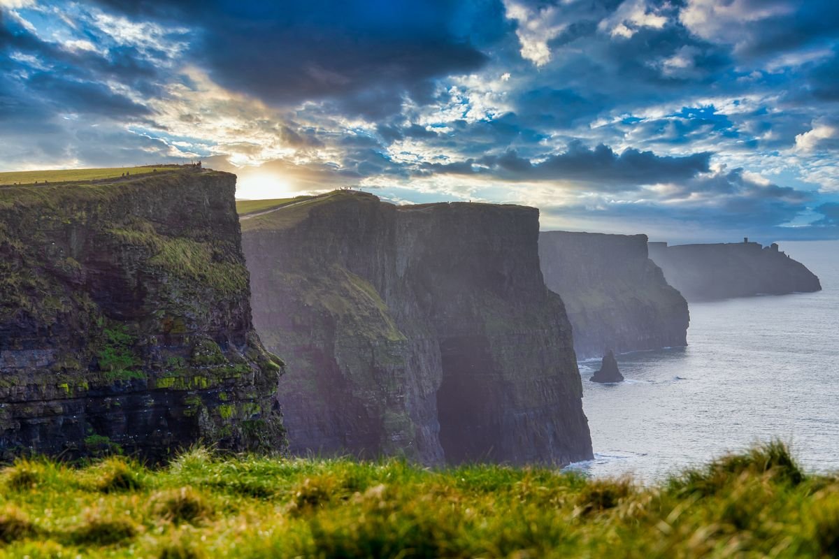 Irish cliffs and Atlantic coast at sunset