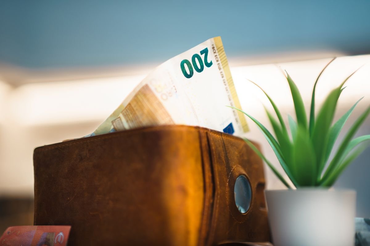 Euro notes in a leather wallet