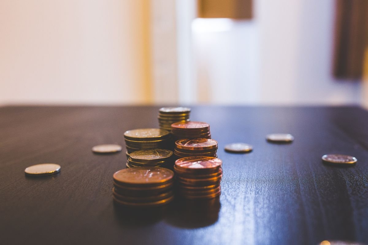 Coins left as a tip on a table
