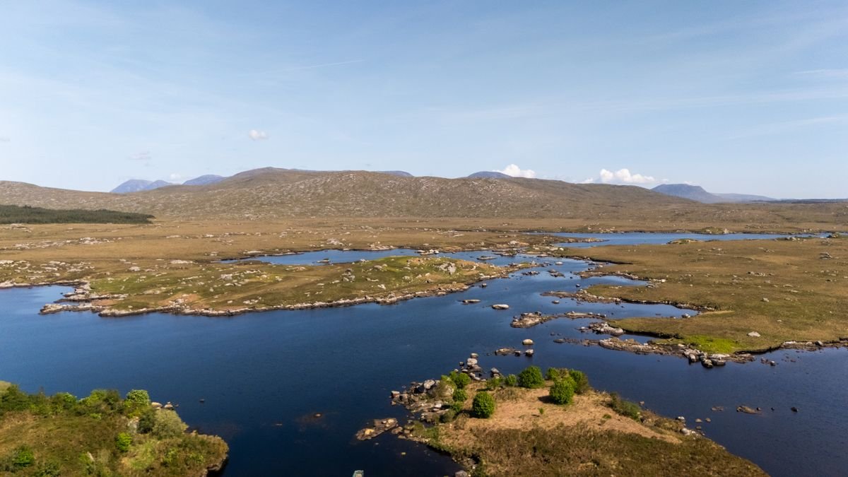 Lakes and loughs of inland Connemara from above