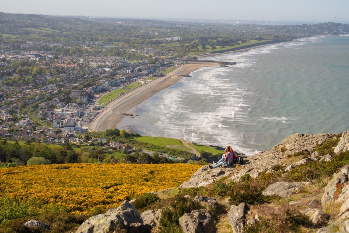 View from the Bray Head path looking down on Bray seafront