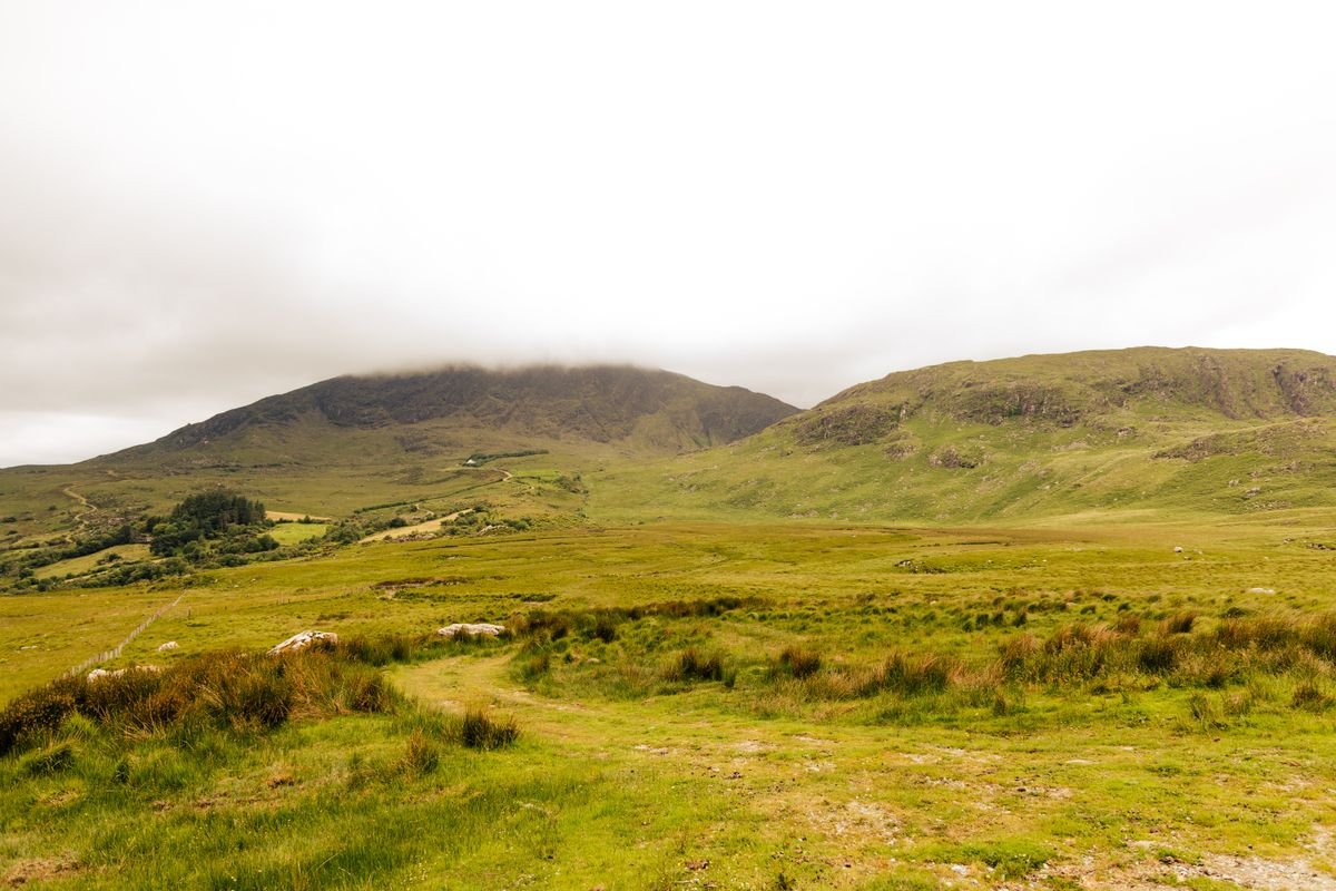 Green Kerry mountains and valley on the Ring of Kerry