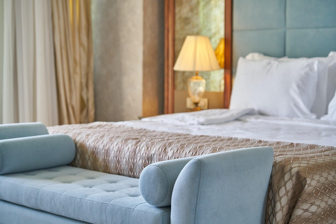 A boutique hotel bedroom of the kind you'll find inside Derry's walls