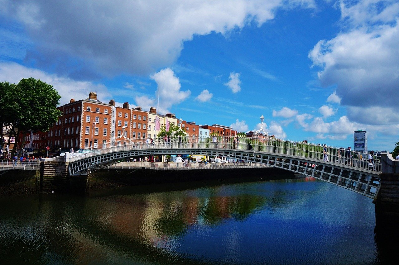 The Ha'penny Bridge over the River Liffey in Dublin