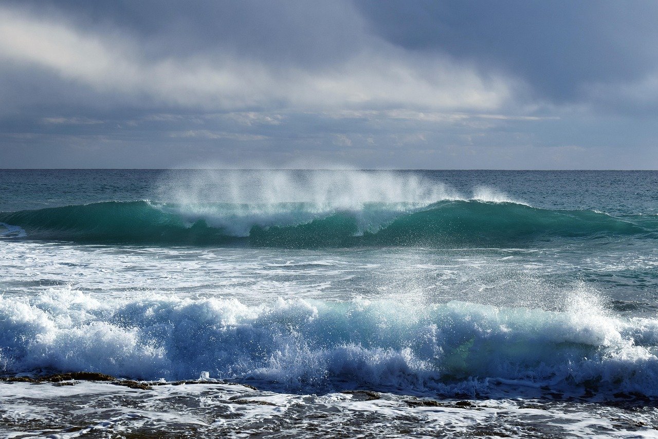 Grey winter sea on a rocky Irish coast