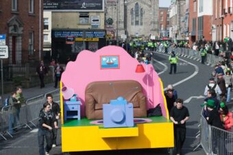 A float on the Dublin St Patricks Day parade route
