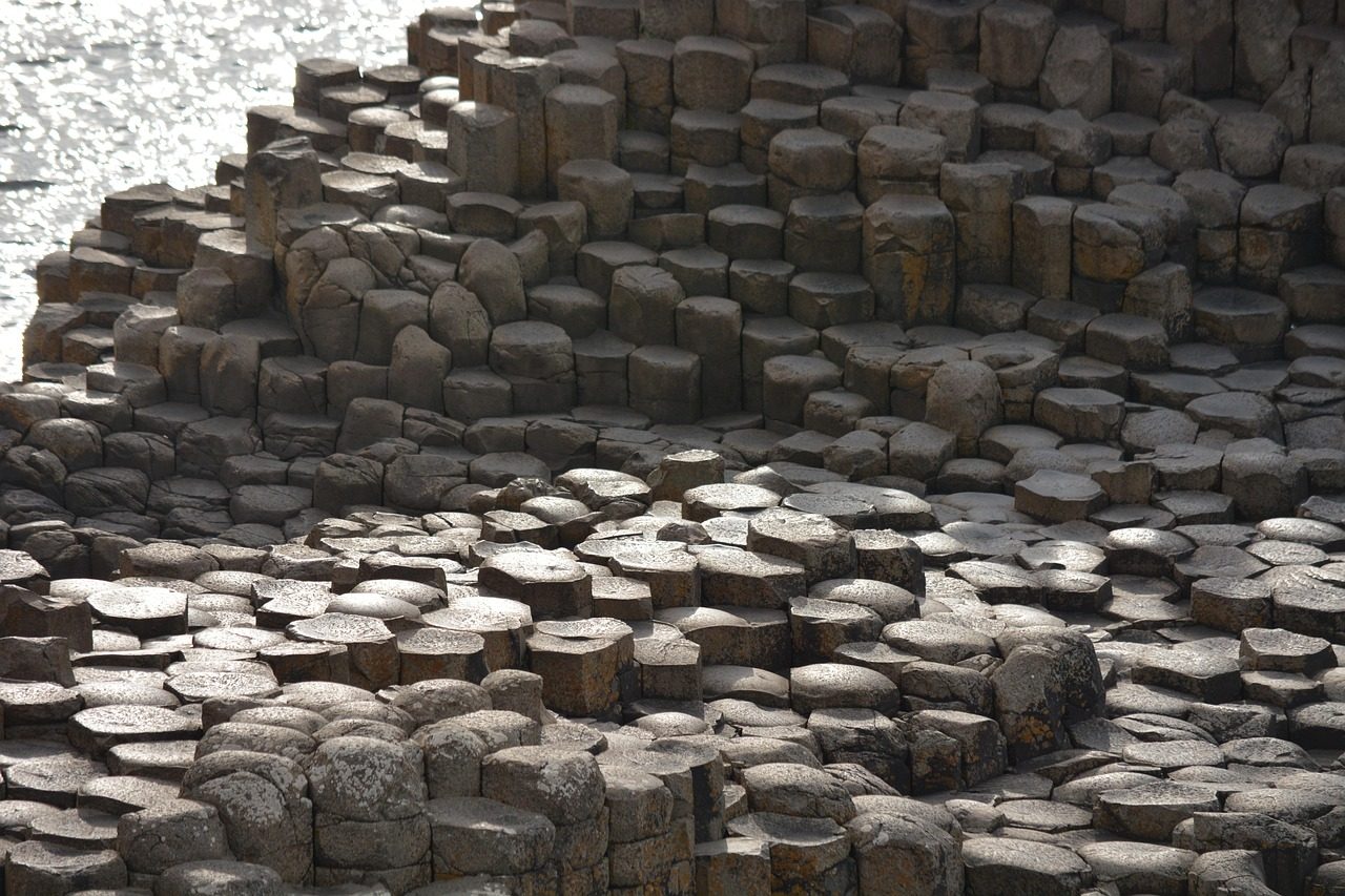 The hexagonal basalt columns of the Giant's Causeway