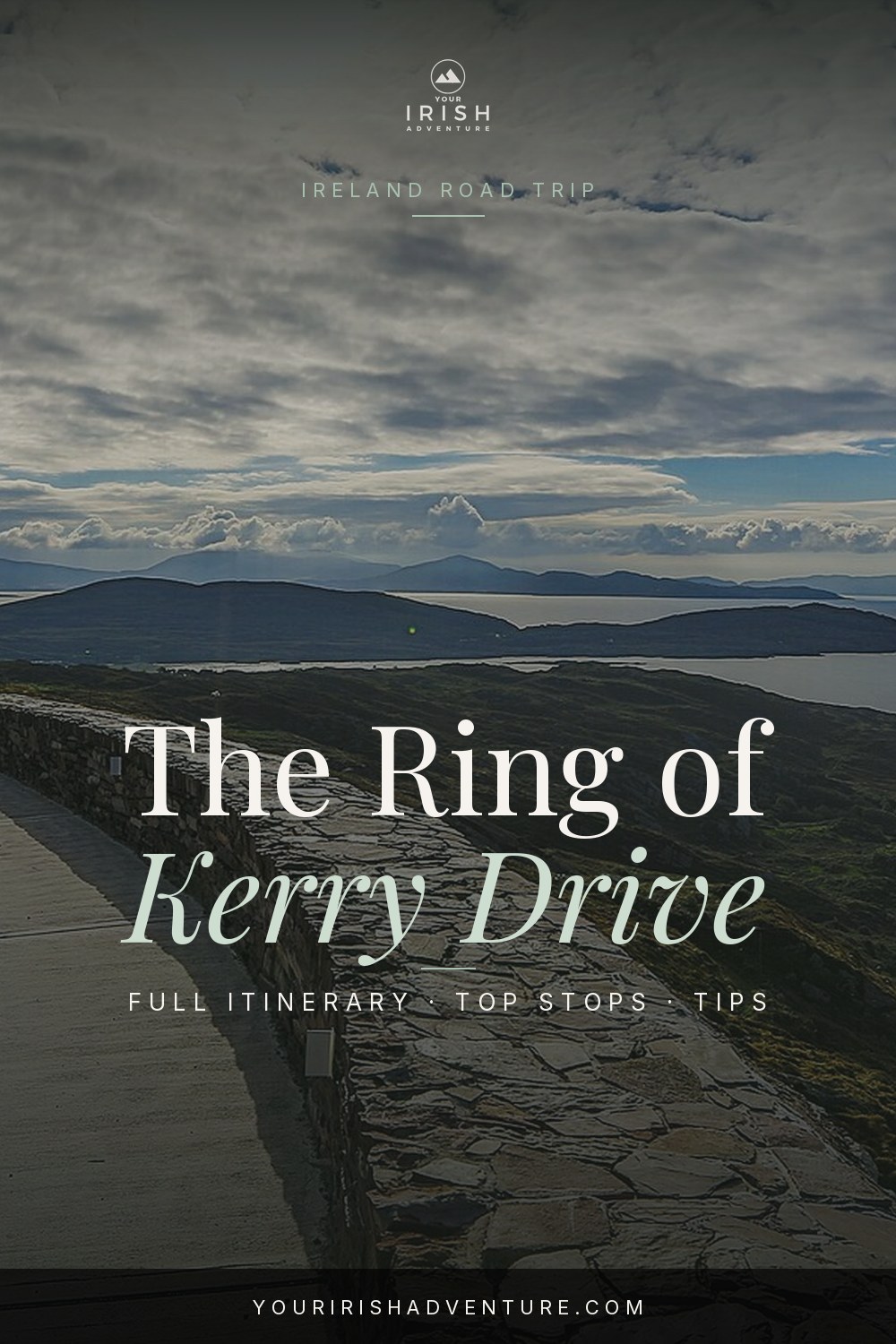 Coastal road winding along cliffs on the Ring of Kerry drive in County Kerry, Ireland