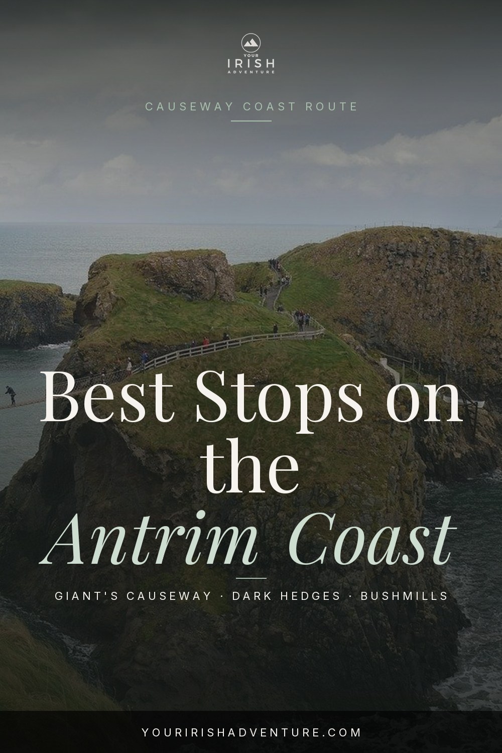 Carrick-a-Rede rope bridge over turquoise water on the Causeway Coastal Route in County Antrim