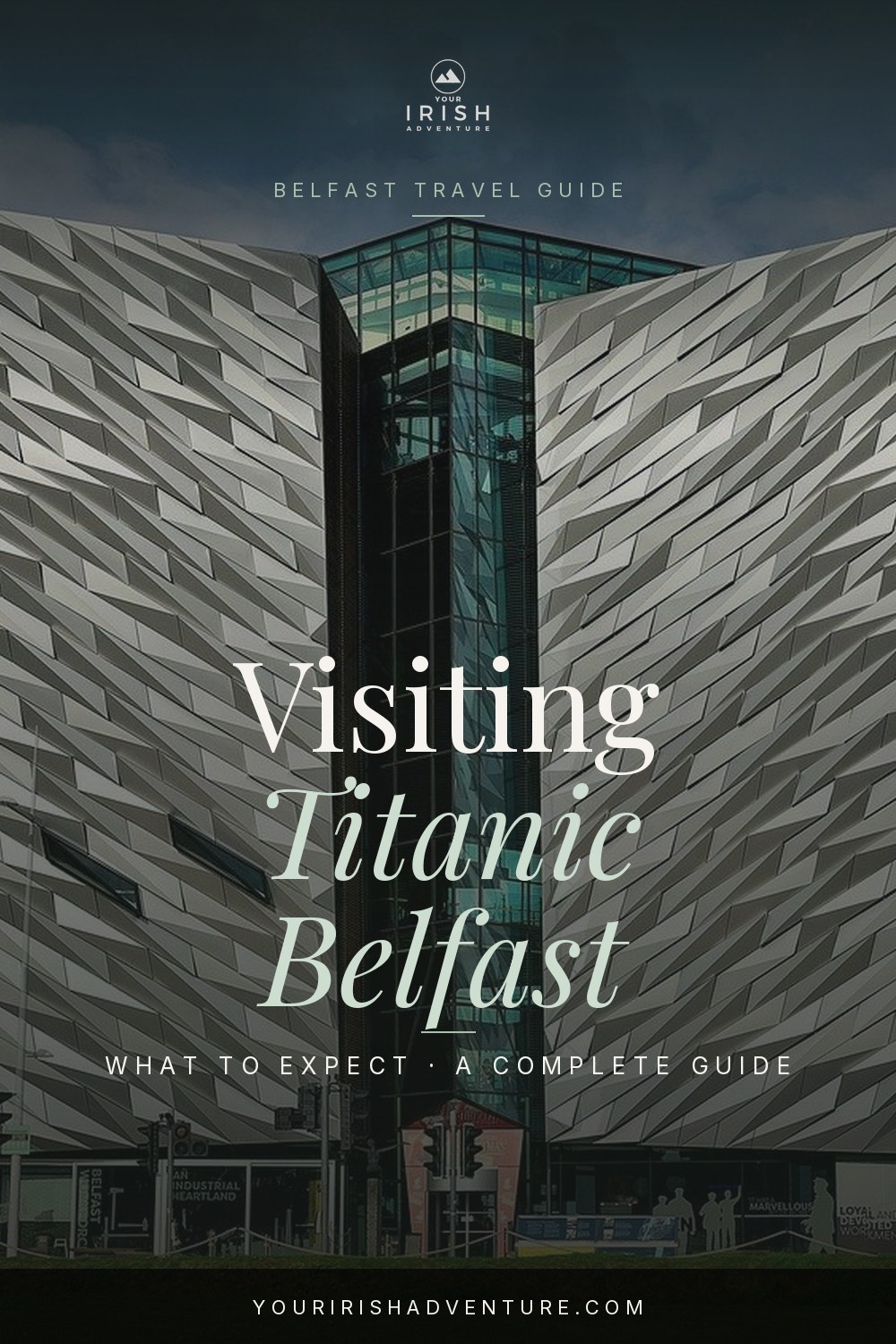 The angular silver Titanic Belfast building on the original shipyard slipways in Belfast Northern Ireland