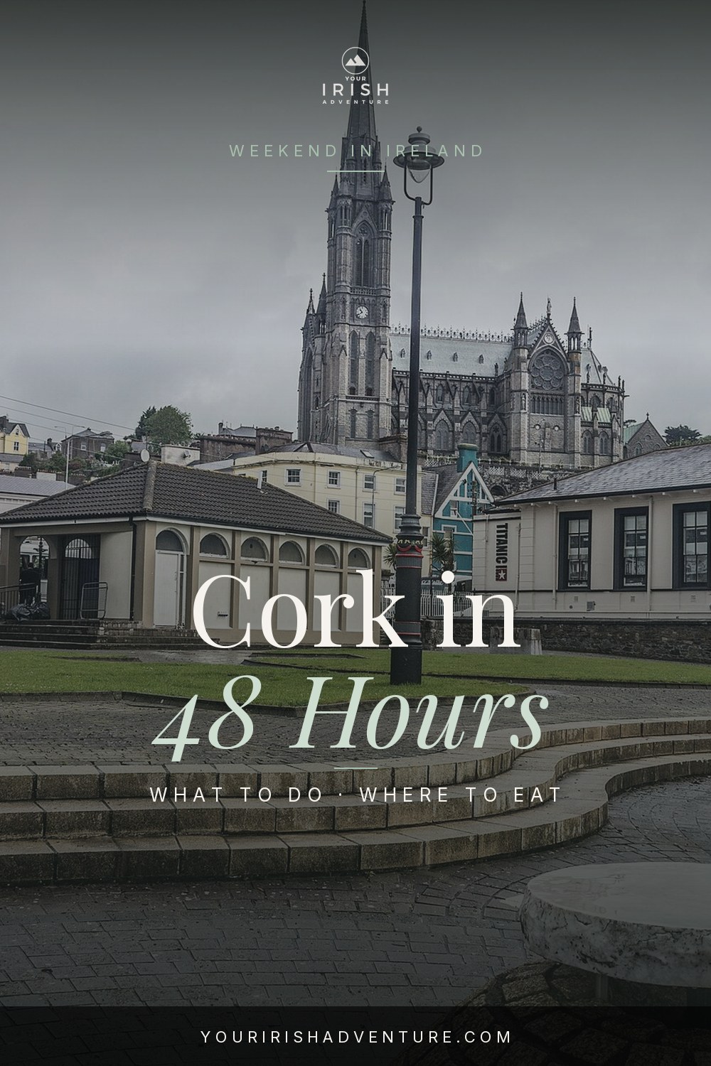 English Market food stalls and Cork City streets with a 48 hour weekend guide overlay