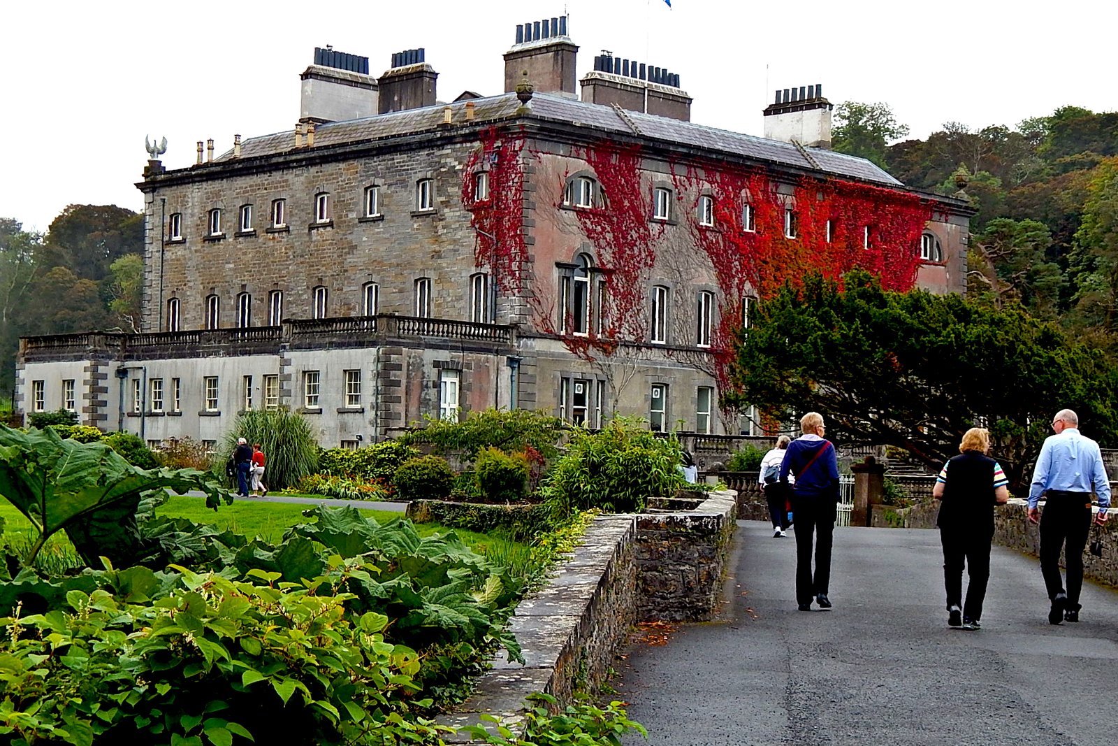 Westport House Georgian mansion with red creeper on the facade