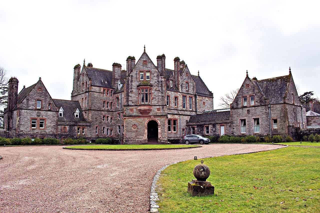 The stone facade of Castle Leslie at Glaslough, County Monaghan