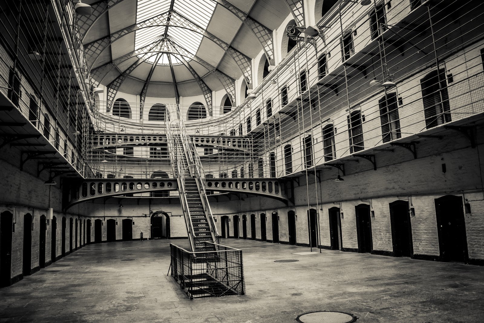 The domed east wing interior of Kilmainham Gaol in Dublin
