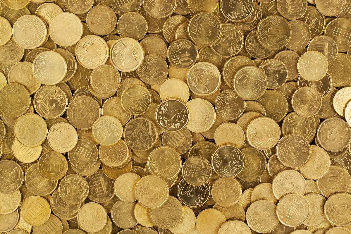 A pile of euro coins